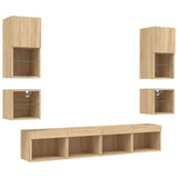Mobili TV a Muro con LED 8pz Rovere Sonoma Legno truciolato