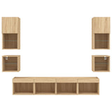 Mobili TV a Muro con LED 8pz Rovere Sonoma Legno truciolato