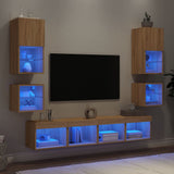 Mobili TV a Muro con LED 8pz Rovere Sonoma Legno truciolato
