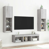 Mobili TV a Muro con LED 5pz Grigio Sonoma in Legno truciolato