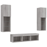 Mobili TV a Muro con LED 5pz Grigio Sonoma in Legno truciolato