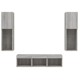 Mobili TV a Muro con LED 5pz Grigio Sonoma in Legno truciolato