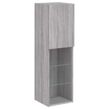 Mobili TV a Muro con LED 5pz Grigio Sonoma in Legno truciolato