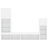 Mobili TV a Muro con LED 4pz Bianchi in Legno truciolato