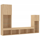 Mobili TV a Muro con LED 4pz Rovere Sonoma Legno truciolato