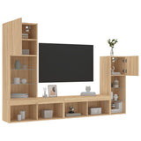 Mobili TV a Muro con LED 4pz Rovere Sonoma Legno truciolato