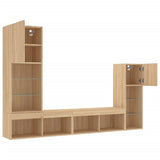 Mobili TV a Muro con LED 4pz Rovere Sonoma Legno truciolato