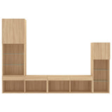 Mobili TV a Muro con LED 4pz Rovere Sonoma Legno truciolato