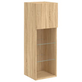 Mobili TV a Muro con LED 4pz Rovere Sonoma Legno truciolato