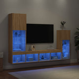 Mobili TV a Muro con LED 4pz Rovere Sonoma Legno truciolato