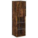 Mobili TV a Muro con LED 4pz Rovere Fumo in Legno truciolato