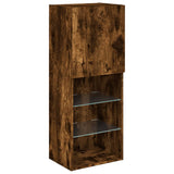 Mobili TV a Muro con LED 5pz Rovere Fumo in Legno truciolato