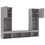 Mobili TV a Muro con LED 5pz Grigio Sonoma in Legno truciolato