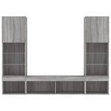 Mobili TV a Muro con LED 5pz Grigio Sonoma in Legno truciolato