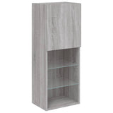 Mobili TV a Muro con LED 5pz Grigio Sonoma in Legno truciolato