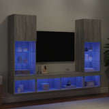 Mobili TV a Muro con LED 5pz Grigio Sonoma in Legno truciolato