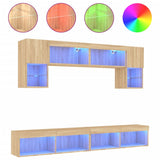 Mobili TV a Muro con LED 6pz Rovere Sonoma Legno truciolato