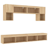 Mobili TV a Muro con LED 6pz Rovere Sonoma Legno truciolato