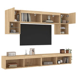 Mobili TV a Muro con LED 6pz Rovere Sonoma Legno truciolato