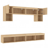 Mobili TV a Muro con LED 6pz Rovere Sonoma Legno truciolato