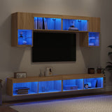 Mobili TV a Muro con LED 6pz Rovere Sonoma Legno truciolato