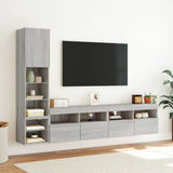 Mobili TV a Muro con LED 4pz Grigio Sonoma in Legno truciolato