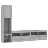 Mobili TV a Muro con LED 4pz Grigio Sonoma in Legno truciolato