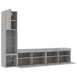Mobili TV a Muro con LED 4pz Grigio Sonoma in Legno truciolato