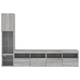 Mobili TV a Muro con LED 4pz Grigio Sonoma in Legno truciolato