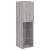 Mobili TV a Muro con LED 4pz Grigio Sonoma in Legno truciolato