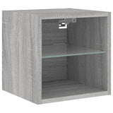 Mobili TV a Muro con LED 4pz Grigio Sonoma in Legno truciolato