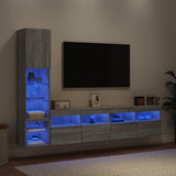 Mobili TV a Muro con LED 4pz Grigio Sonoma in Legno truciolato