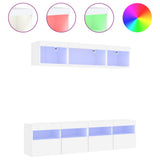 Mobili TV a Muro con LED 5pz Bianchi in Legno truciolato