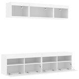 Mobili TV a Muro con LED 5pz Bianchi in Legno truciolato