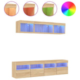 Mobili TV a Muro con LED 5pz Rovere Sonoma Legno truciolato