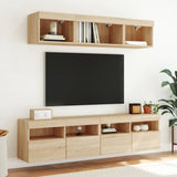 Mobili TV a Muro con LED 5pz Rovere Sonoma Legno truciolato