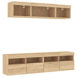 Mobili TV a Muro con LED 5pz Rovere Sonoma Legno truciolato