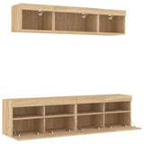 Mobili TV a Muro con LED 5pz Rovere Sonoma Legno truciolato