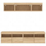 Mobili TV a Muro con LED 5pz Rovere Sonoma Legno truciolato