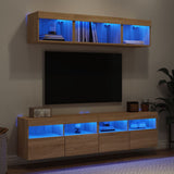 Mobili TV a Muro con LED 5pz Rovere Sonoma Legno truciolato