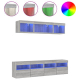 Mobili TV a Muro con LED 5pz Grigio Sonoma in Legno truciolato