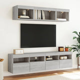Mobili TV a Muro con LED 5pz Grigio Sonoma in Legno truciolato