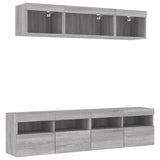 Mobili TV a Muro con LED 5pz Grigio Sonoma in Legno truciolato