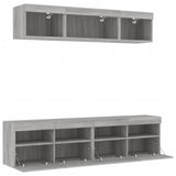 Mobili TV a Muro con LED 5pz Grigio Sonoma in Legno truciolato