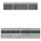 Mobili TV a Muro con LED 5pz Grigio Sonoma in Legno truciolato
