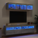Mobili TV a Muro con LED 5pz Grigio Sonoma in Legno truciolato