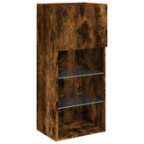 Mobili TV a Muro con LED 5pz Rovere Fumo in Legno truciolato