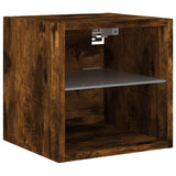 Mobili TV a Muro con LED 6pz Rovere Fumo in Legno truciolato