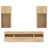 Mobili TV a Muro con LED 5pz Rovere Sonoma Legno truciolato