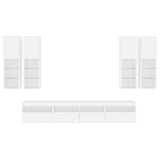 Set Mobili TV a Muro 7 pz con Luci LED Bianco